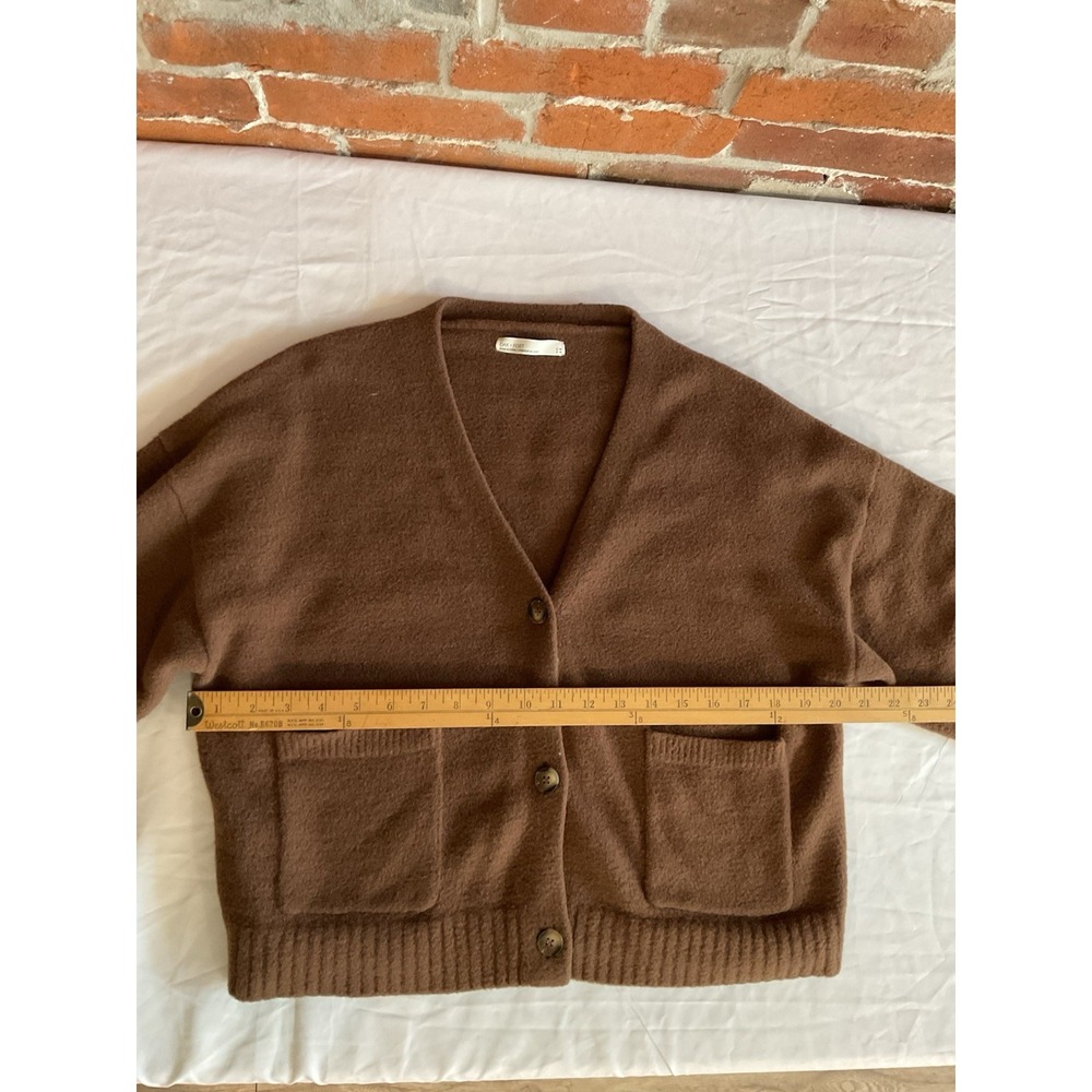 Oak + Fort Cardigan Sweater Womens S/M Brown V-Neck Buttons - Picture 5 of 9